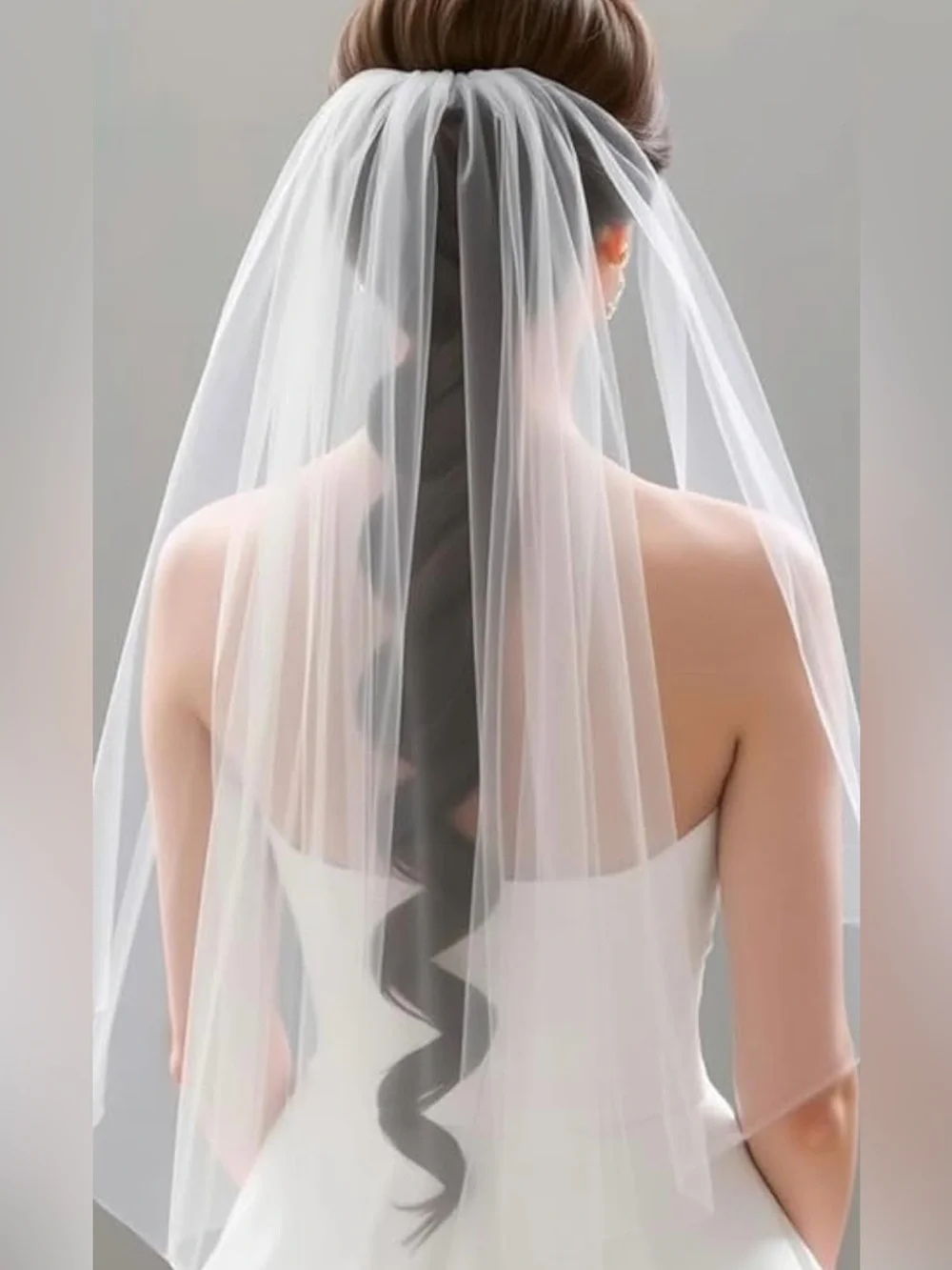 1 Tier Bride Wedding Veils White Elbow Length Short Bridal Veil Bachelorette Tul
